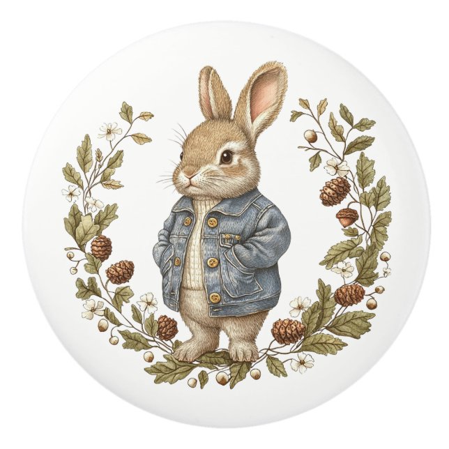 Ceramic Drawer Pull - Peter Rabbit Inspired Keramikknauf (Vorderseite)