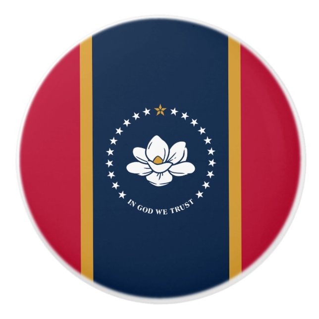 Ceramic knob pull with flag of Mississippi State Keramikknauf (Vorderseite)
