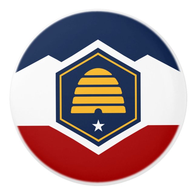 Ceramic knob pull with new flag of Utah, USA Keramikknauf (Vorderseite)