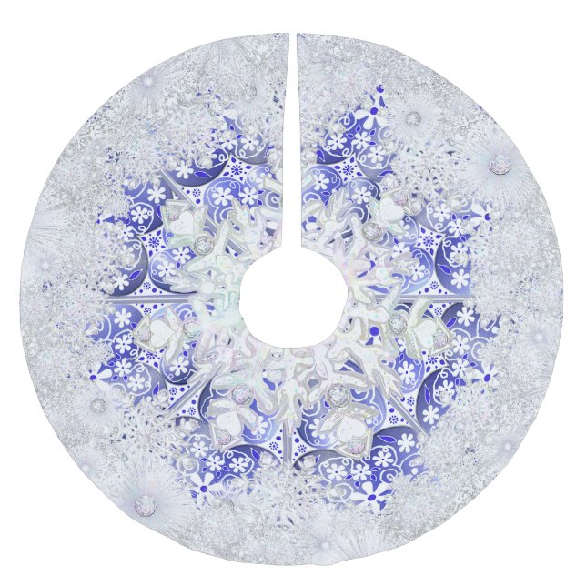 Ceramic Lace Blue of Greece & snowflake Polyester Weihnachtsbaumdecke (Vorderseite)