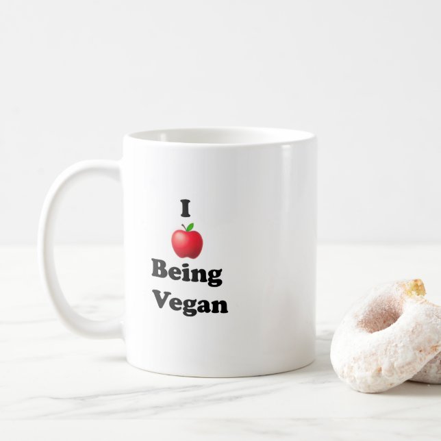 Ceramic mug with I Love Being Vegan design Kaffeetasse (Mit Donut)