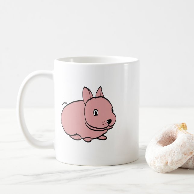 Ceramic mug with pink rabbit design kaffeetasse (Mit Donut)