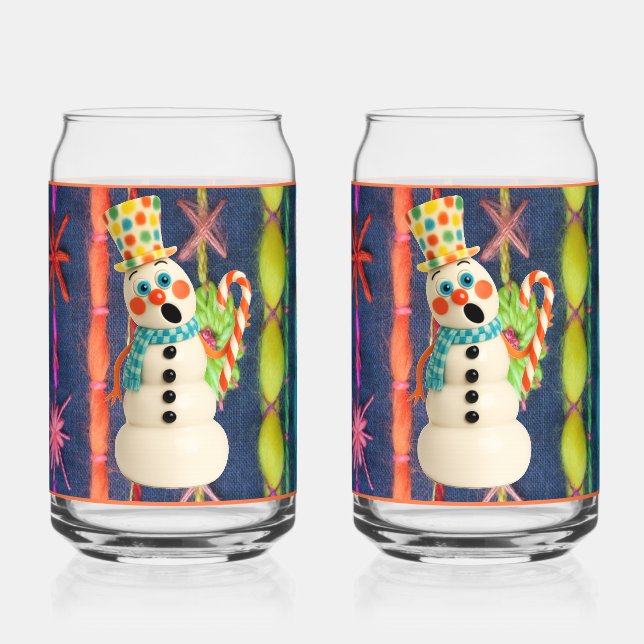Ceramic Scarf Snowman Soda Glass (Recto)