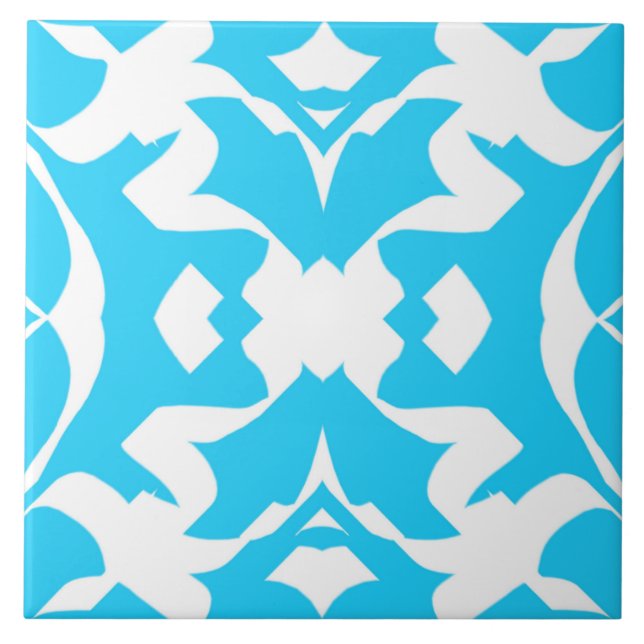 Ceramic Tile, An elegant teal and white design Ce Fliese (Vorderseite)