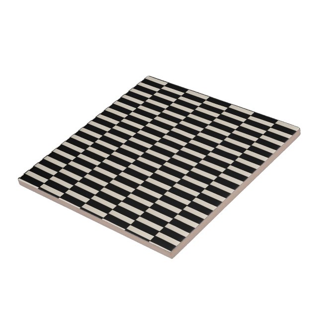 Ceramic Tile Black and Beige Stripe Fliese (Seite)