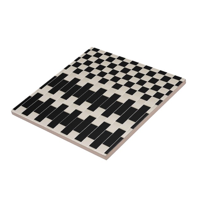 Ceramic Tile Black and Beige Stripe Square Fliese (Seite)