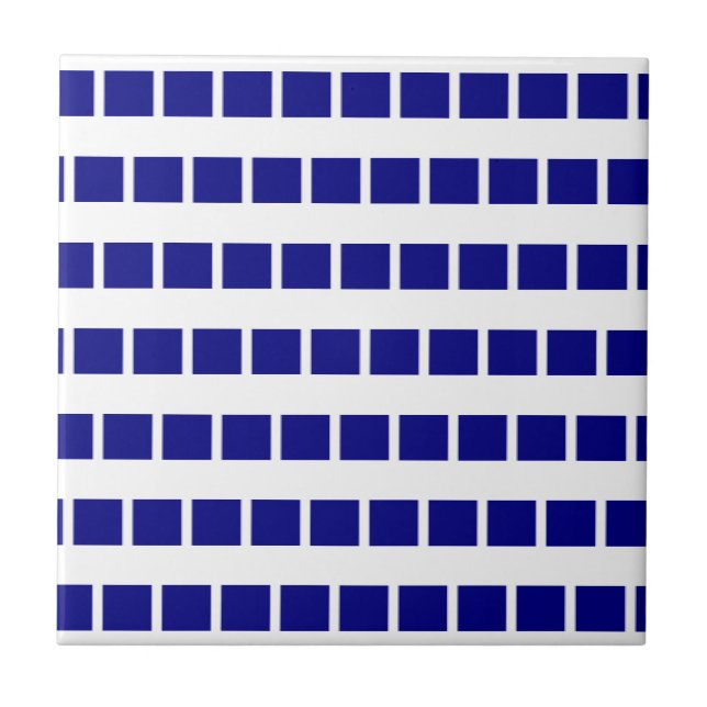 Ceramic Tile Blue & White Stripe Checkered Fliese (Vorderseite)