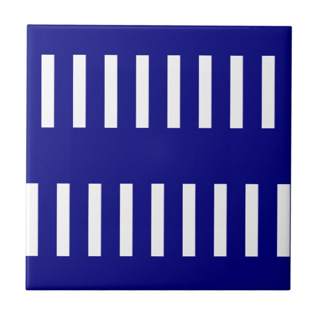 Ceramic Tile Blue & White Stripe Fliese (Vorderseite)