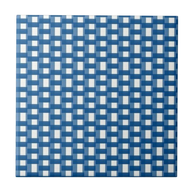 Ceramic Tile Blue & White Stripe Square Fliese (Vorderseite)