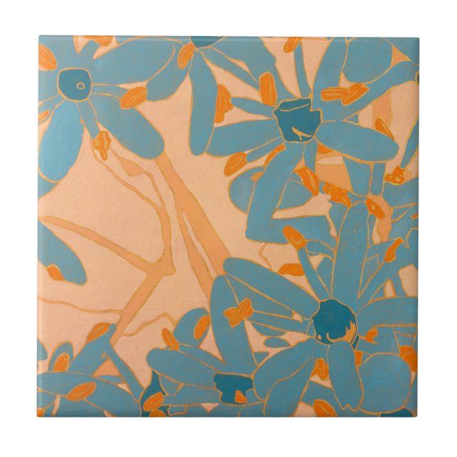 Ceramic Tile Contemporary Leaf Design in Peach Fliese (Vorderseite)