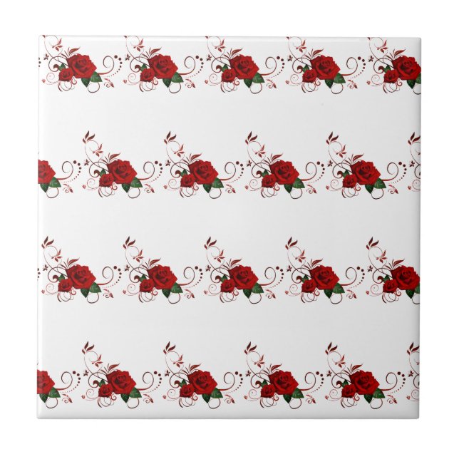 Ceramic Tile Floral Red Rose Fliese (Vorderseite)
