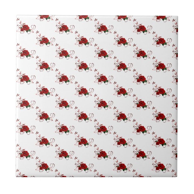 Ceramic Tile Floral Red Rose Fliese (Vorderseite)
