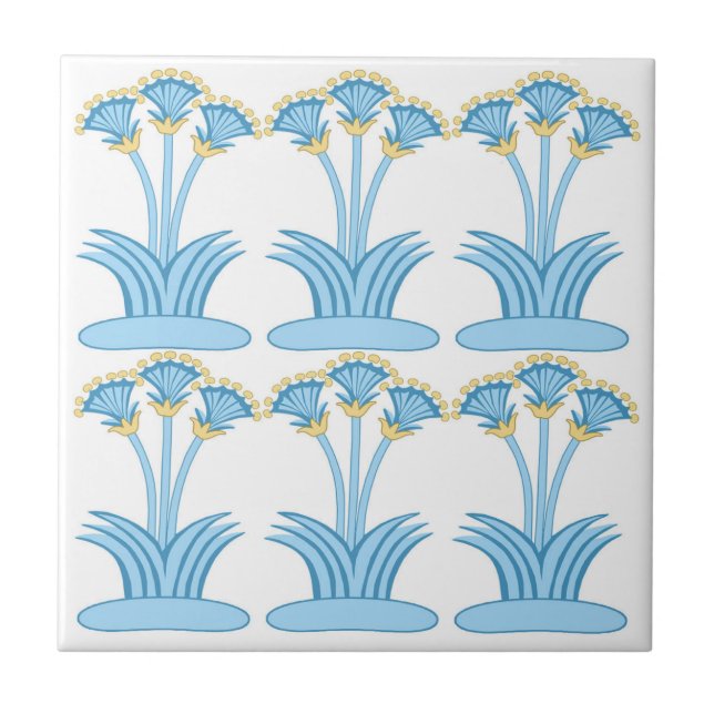 Ceramic Tile in Minoan Lilies aqua Fliese (Vorderseite)