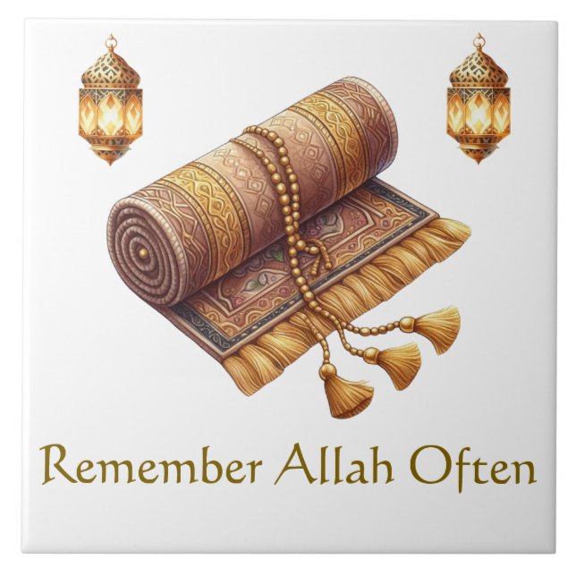 Ceramic Tile-Islamic Prayer Mat – Tasbeeh Design Fliese (Vorderseite)