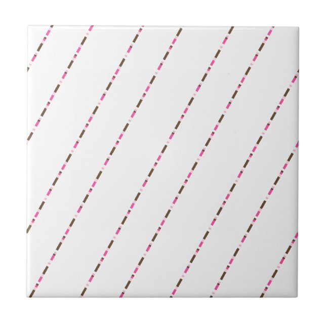 Ceramic Tile Pink Brown White Stripe Fliese (Vorderseite)