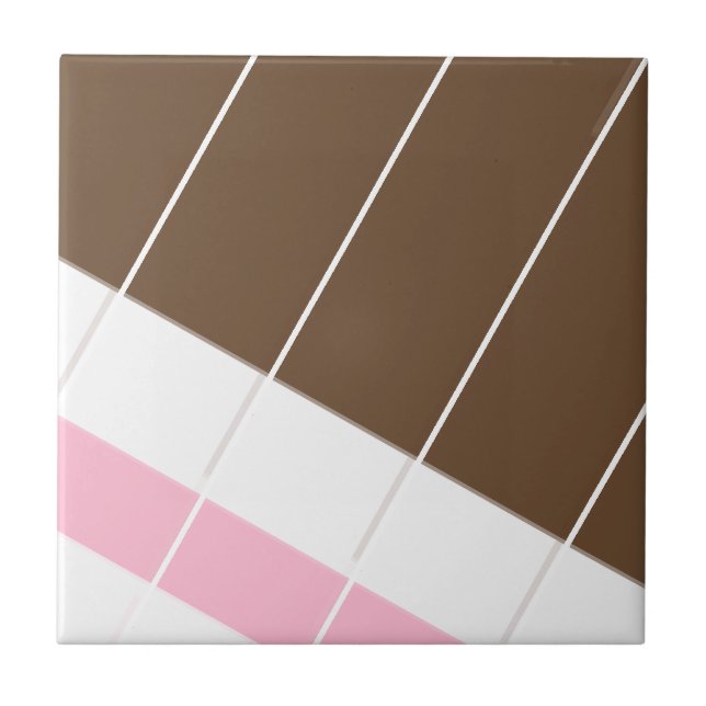 Ceramic Tile Pink Brown White Stripe Fliese (Vorderseite)