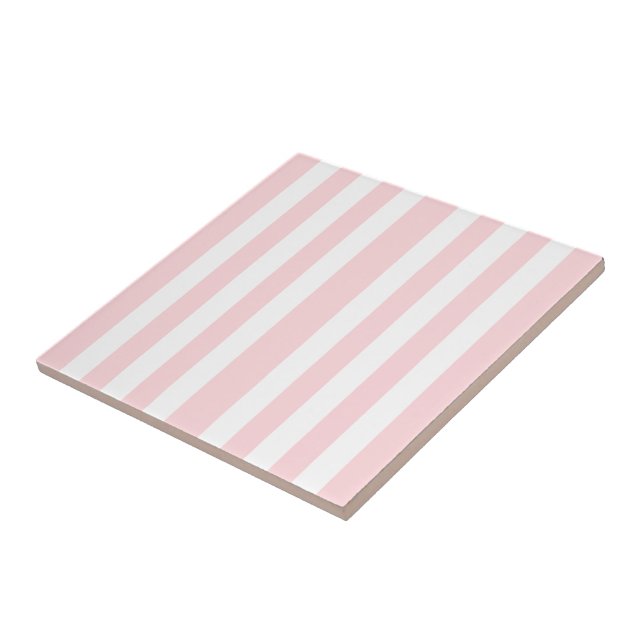 Ceramic Tile Pink & White Stripe Fliese (Seite)