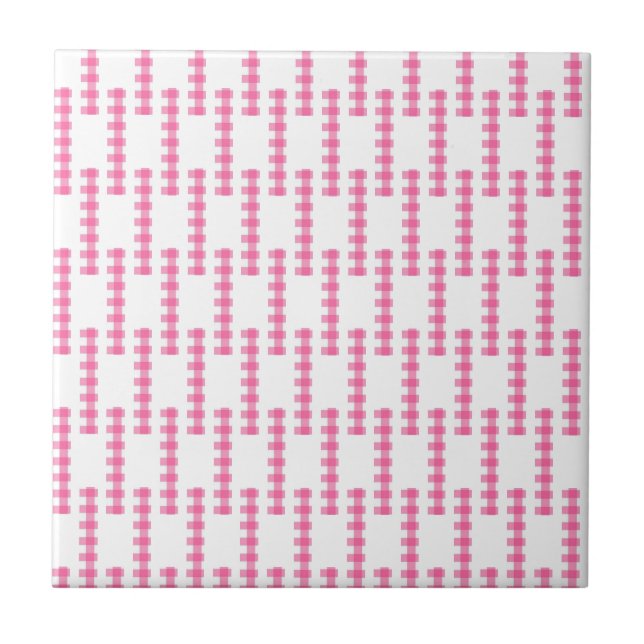 Ceramic Tile Pink & White Stripe Square Fliese (Vorderseite)