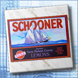 CERAMIC TILE - "Schooner" Lemons - Crate Label Fliese