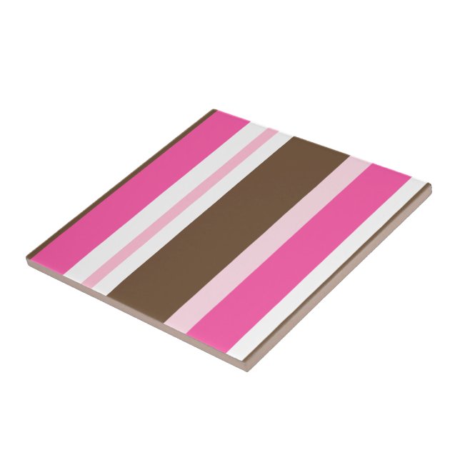 Ceramic Tile Stripe Chic Brown & Pink Stripe Fliese (Seite)