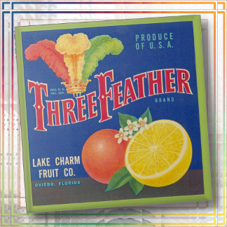 CERAMIC TILE - "Three Feather" - Crate label Fliese