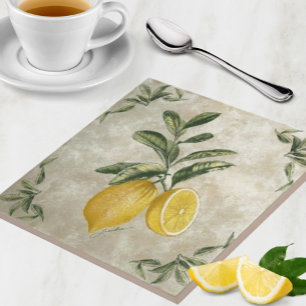 Ceramic Tile with Vintage Lemons Fliese