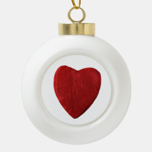 Céramique Boule d'arbre de Noël avec coeur et motif en cloc