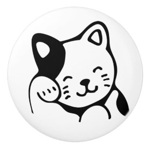 Céramique Bouton de porte en céramique. Chat.