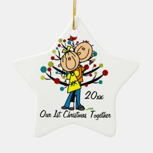 Céramique Couple en amour 1er Noël Ornement personnalisé