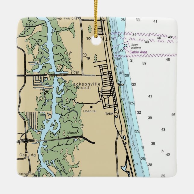 Céramique Jacksonville Beach Floride Graphique Ornement en c (Dos)