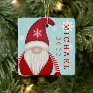 Céramique Joli flocon de neige Noël Gnome Ornement en céra