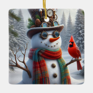 Céramique ornement de bonhomme de neige en vapeur,