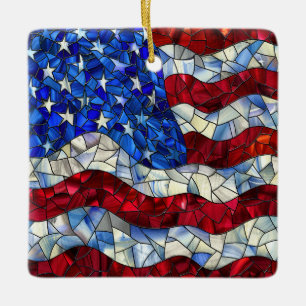 Céramique Ornement en verre à drapeau américain
