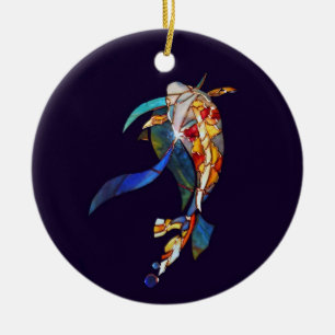 Céramique ORNEMENT en verre de poissons de Koi d'art