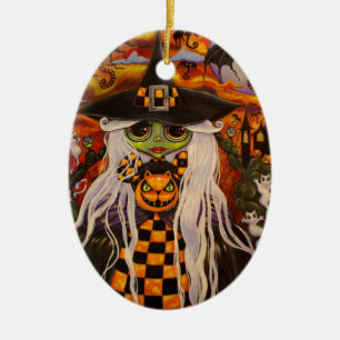 Céramique Ornement Halloween sorcière en tableau