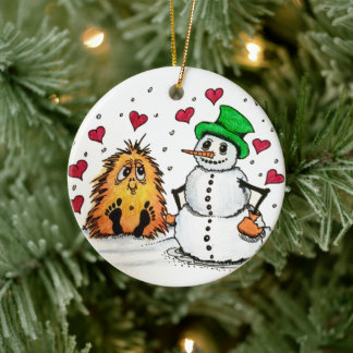 Céramique Ornement Noël Snowman et petit Yeti