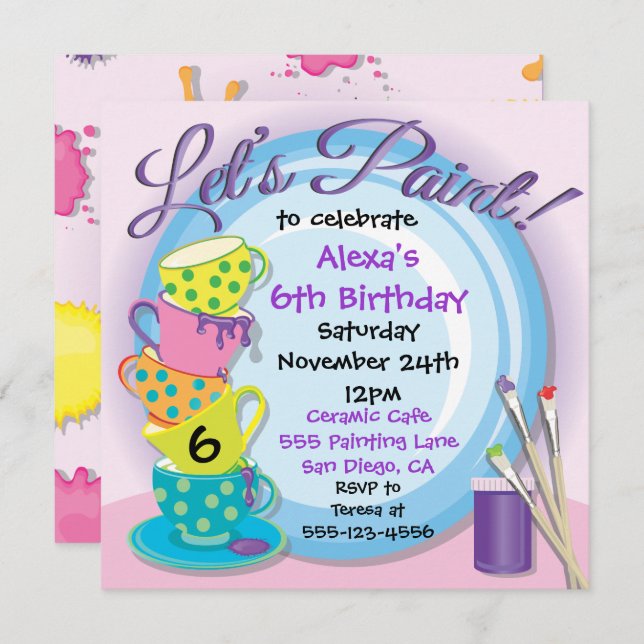 Céramique Potterie Painting Party Invitations (Devant / Derrière)