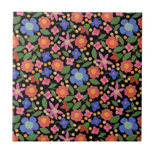 Céramique Style d'art populaire floral sur carreau en cérami
