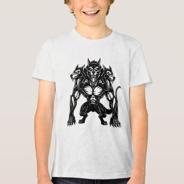 Cerberus-Hunde Tri-Blend Shirt (Vorderseite)