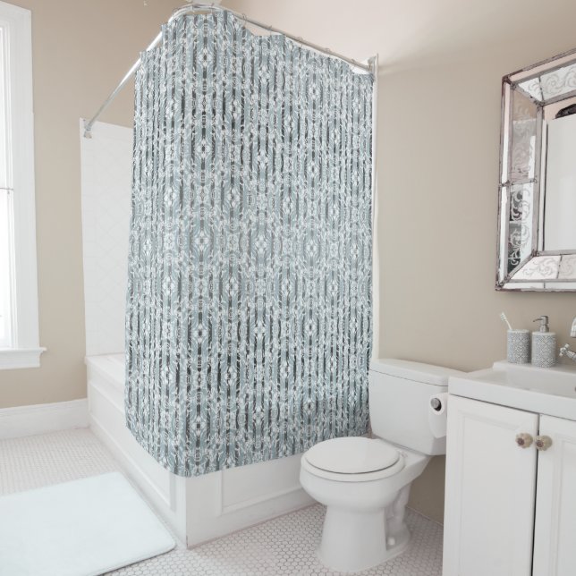 Cercle Carreaux et rayures Motif Douche rideau (En situation)