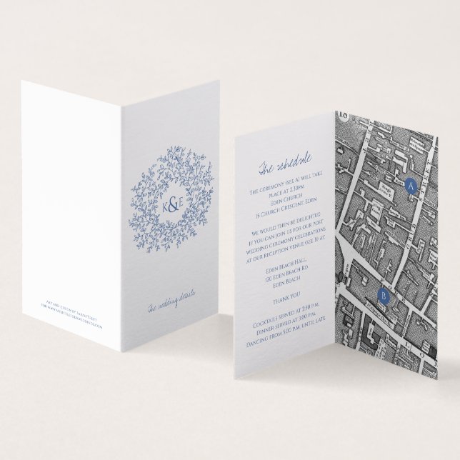Cercle de feuille blanc bleu mariage directions (Inside and Outside)