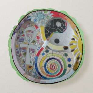 Cercle de vie Mosaïque Yoga Coussin rond