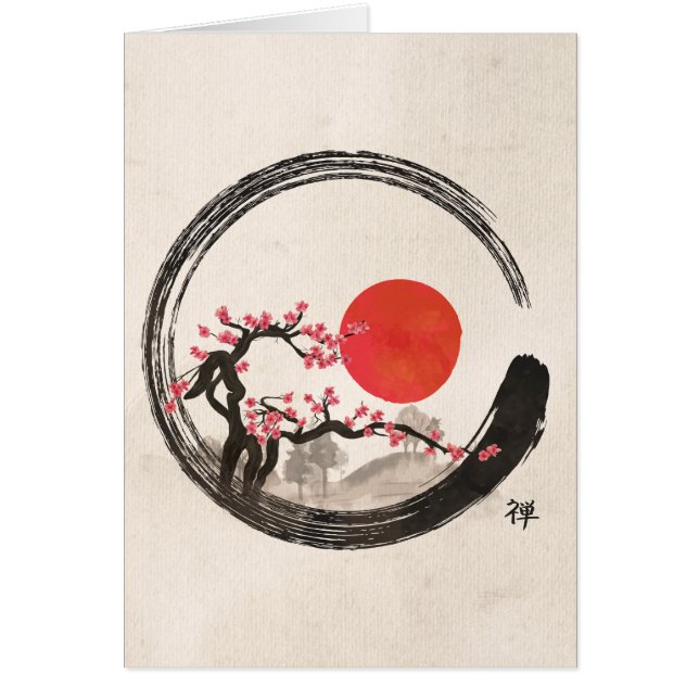 Cercle d'Enso de zen et arbre de Sakura (Devant)