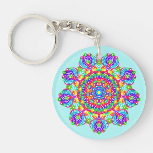Cercle des fleurs Boho Mandala Porte - clé (Devant)