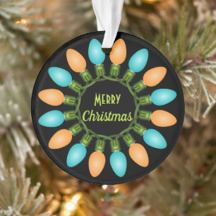 Cercle des lumières de Noël en orange et bleu
