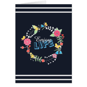 cercle floral dynamique girly "Enjoy Life" mots