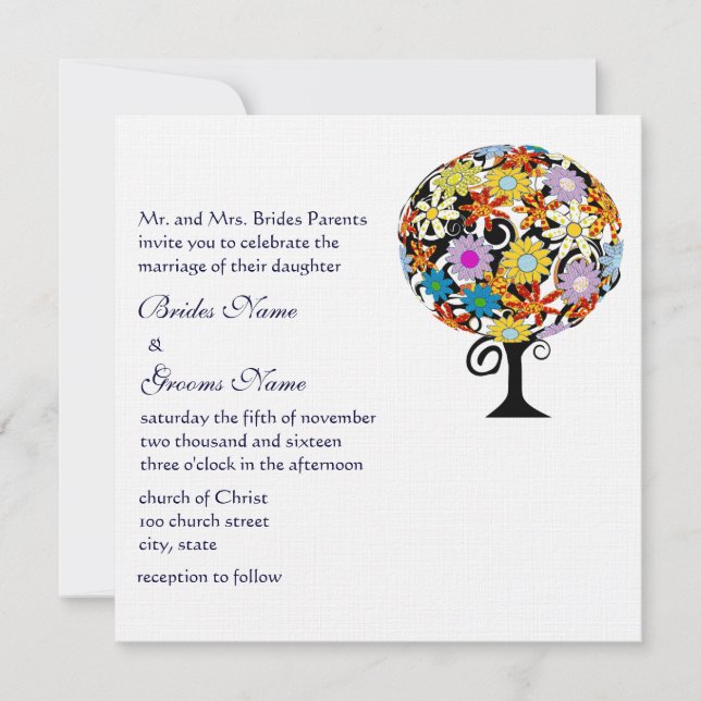 Cercle Forêt Magique d'Amour Mariage Invitations (Devant)