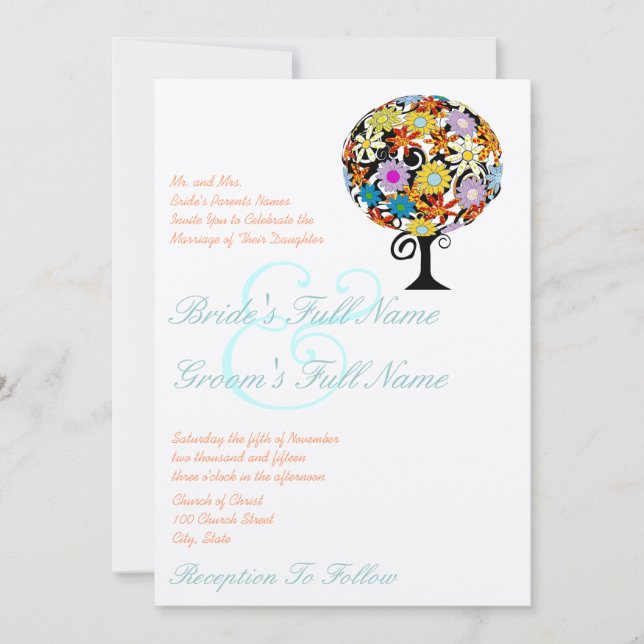 Cercle Forêt Magique d'Amour Mariage Invitations (Devant)