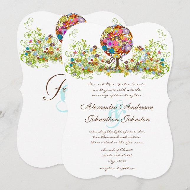Cercle Forêt Magique d'Amour Mariage Invitations (Devant / Derrière)