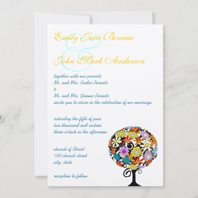 Cercle Forêt Magique d'Amour Mariage Invitations (Devant)